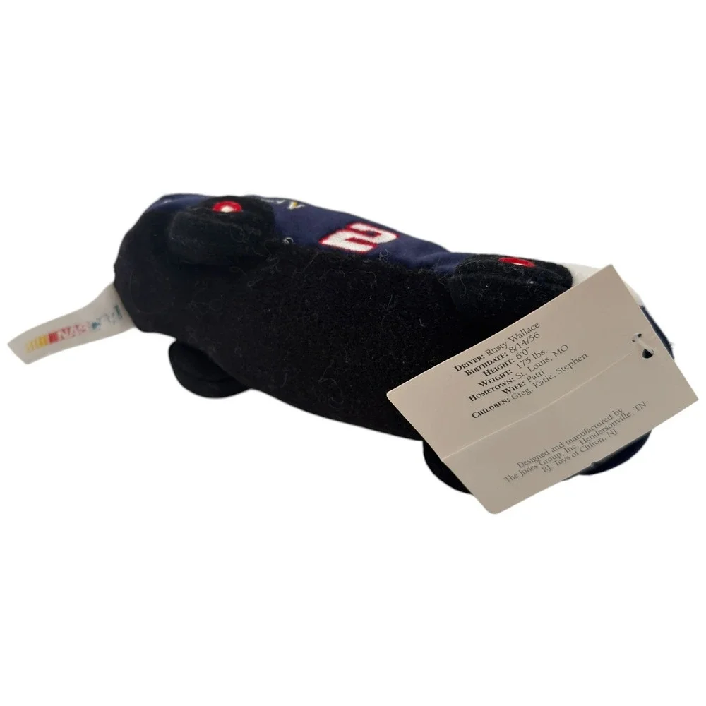 NASCAR Beanie Racers Rusty Wallace #2 Plush Race Car OS Navy White
